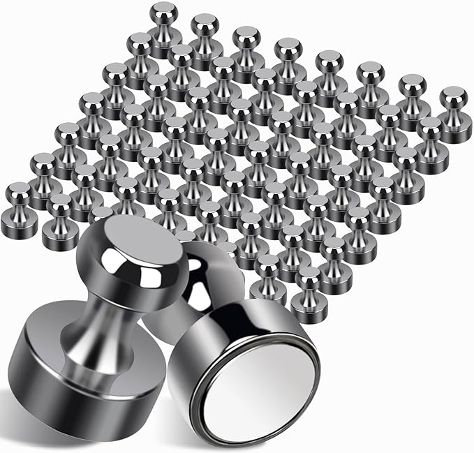 55Pcs Bright Black Fridge Magnets, Strong Refrigerator Magnets, Small Push Pin Magnets for Whiteboard, Decorative Whiteboard Magnet s for Classroom, Kitchen Accessories, Office and Map Magnet-DeskLoop Office