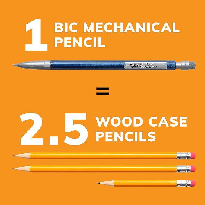 BIC Xtra Precision Mechanical Pencil, Fine 0.5 mm Point and Built-In Eraser - Image 4