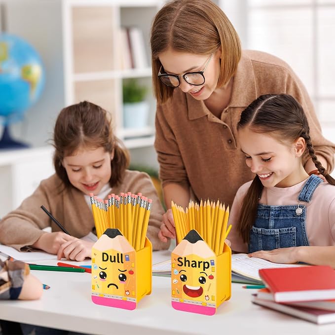 2 Pcs Pencil Shaped Pencil Holder Sharp and Dull Pencil Holder Wooden Dispenser - Image 7