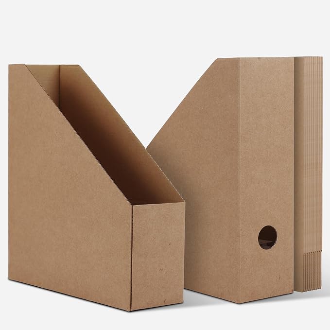 EXYGLO 12 Pack Brown Magazine File Holder, Cardboard Magazine Rack by EXYGLO