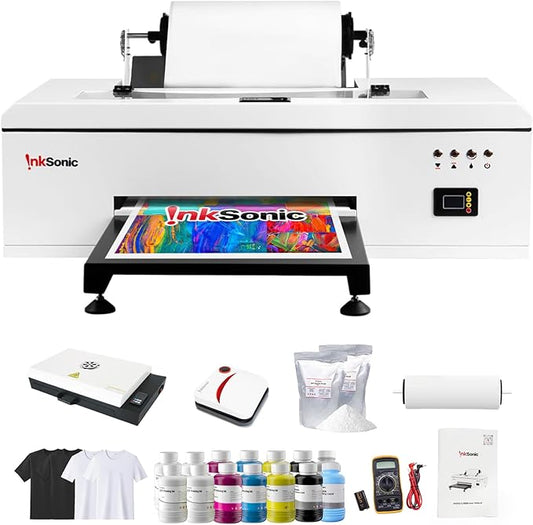 InkSonic R1390 DTF Printer Machine, A3 T Shirt Printing Machine with Oven, 13" DTF Printer Bundles, Direct to Film Heat Transfer, T-Shirt Maker for Clothes Design, Custom Garment Printing-DeskLoop Office
