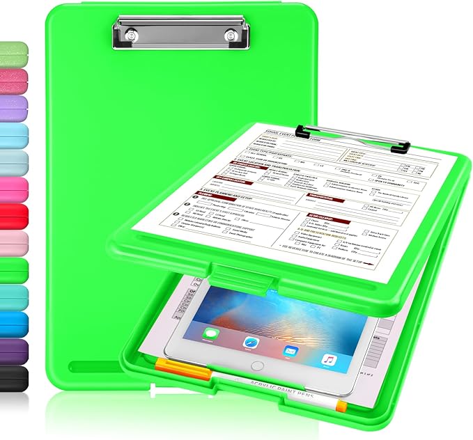 Sooez Clipboard with Storage, Plastic Storage Clipboards with Low Profile Clip by Sooez