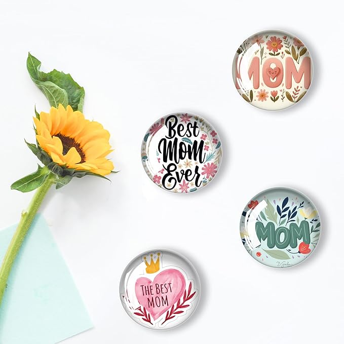 12Pcs Glass Refrigerator Magnet Fridge Sticker,Mothers Day Fridge Magnets Decoration for Crafts,Strong Fridge Magnets for Kitchen, School,Office Whiteboard, Cabinet and Dishwasher-DeskLoop Office