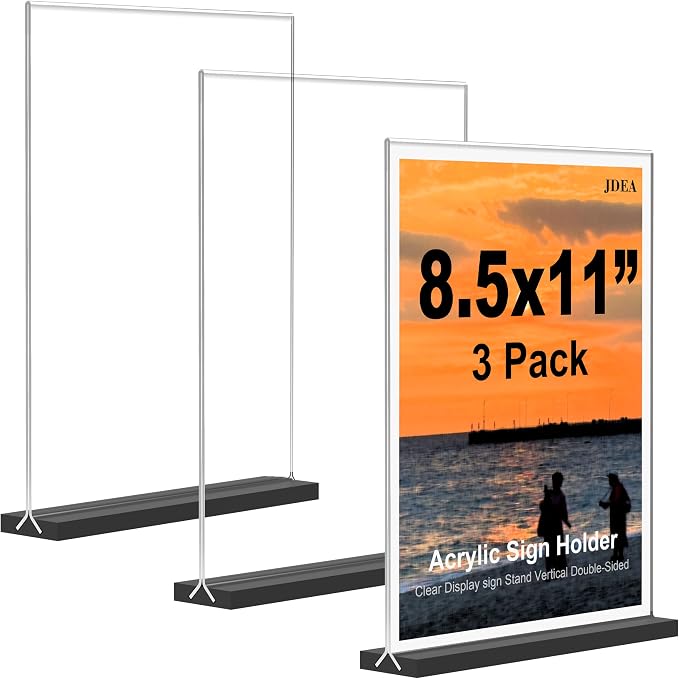 3Pack 8.5x11 Acrylic Sign Holder by JDEA