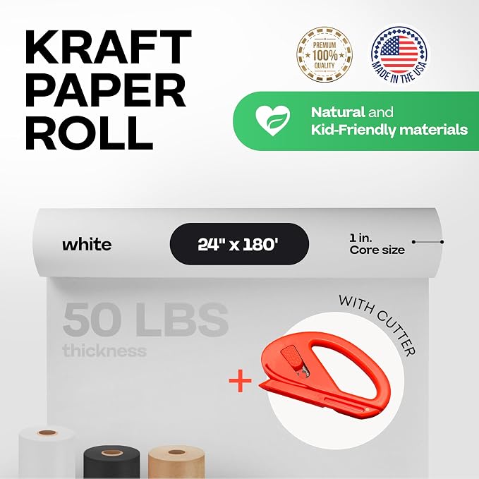 White Kraft Paper Roll 24" x 2160" - Image 2