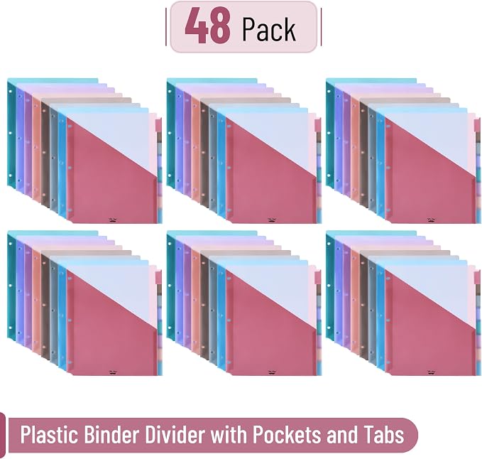 Mr. Pen- Binder Dividers with Pockets and Tabs, 48 Pack | Elemental, 3 Ring - Image 2