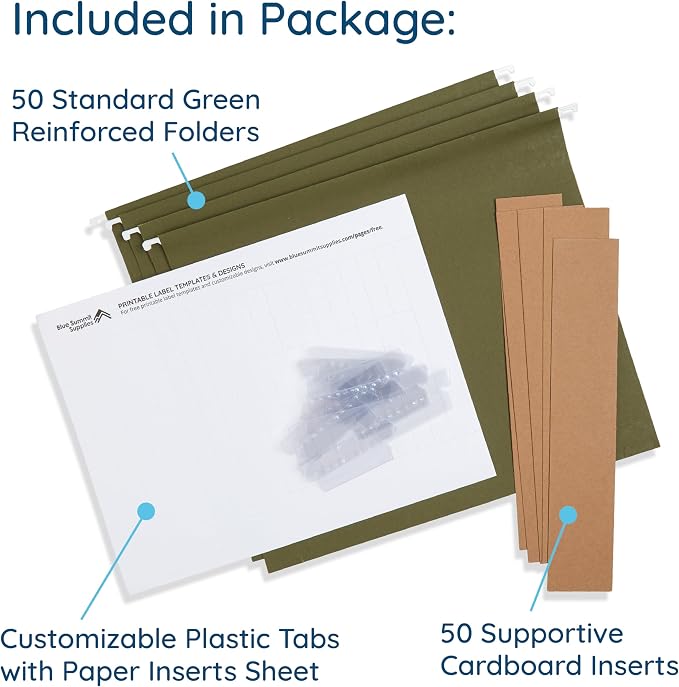 50 Extra Capacity Hanging File Folders, Heavy Duty Expanding Hang Folders - Image 2