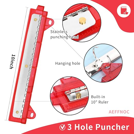 AEFFNOC 3 Hole Punch, Portable 3 Hole Puncher - Image 3