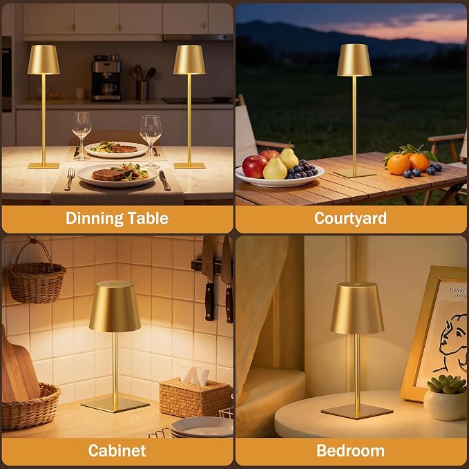 Kakanuo Gold Cordless Rechargeable Table Lamp, 4 Pack Portable Desk Lamp - Image 5