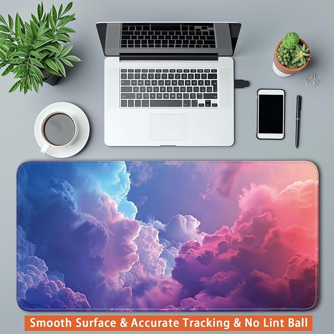 Keyboard Mat, Large Mouse Pad, Colorful Clouds - Image 3
