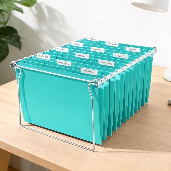 SUNEE Hanging File Folders Teal, 25 Pack Letter Size File Folders - Image 6