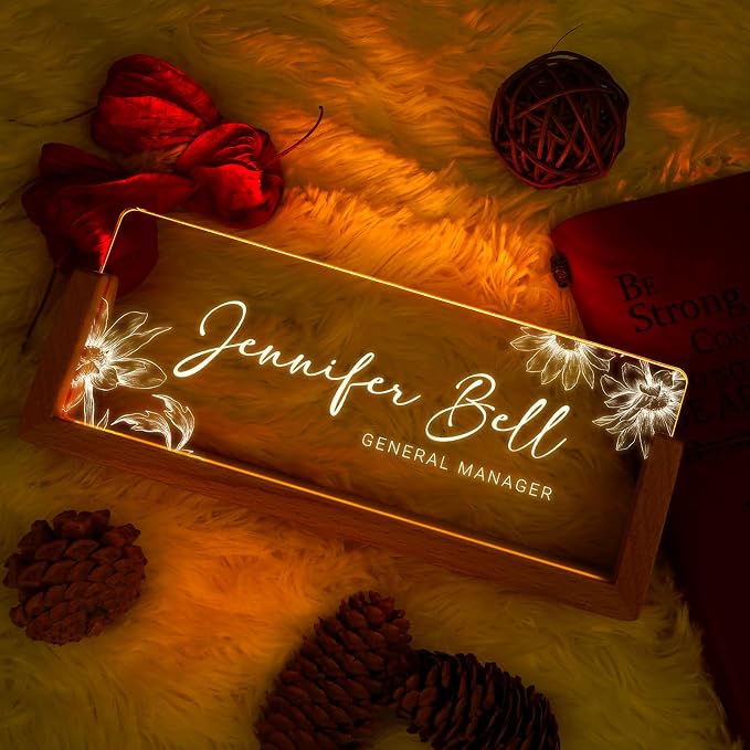 Custom Name Plate for Desk, Personalized Light Up Acrylic Desk Name Plate - Image 2