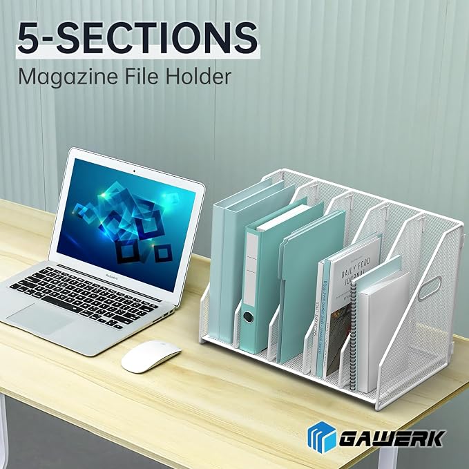 MINDEPOT Desk File Organizer Metal Desk Magazine Folder Holder - Image 3