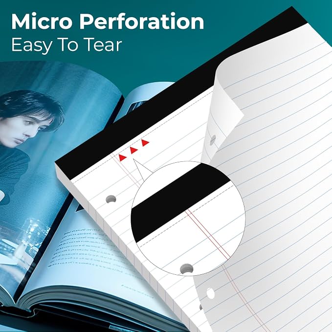 Legal Pads 8.5x11, 50 Sheets/Pack, 12 Pack, 3-Hole Punch & Perforated Writing - Image 4