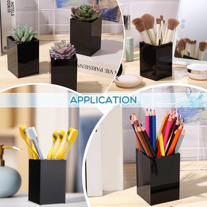 Crtiin 20 Pieces Acrylic Pencil Holder Makeup Brush Holder Pen - Image 3