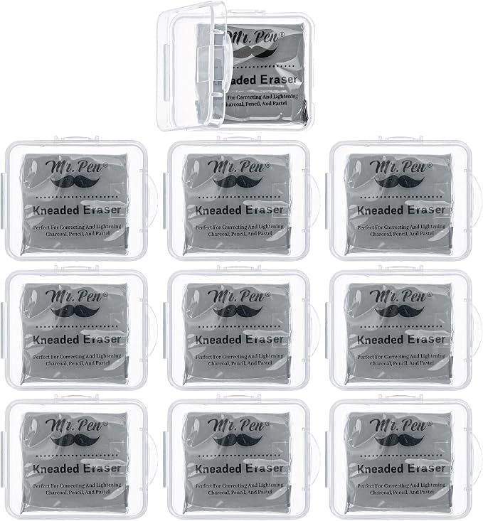 Mr. Pen- Kneaded Erasers, 10 Pack | Gray Moldable Art Erasers by MrPen