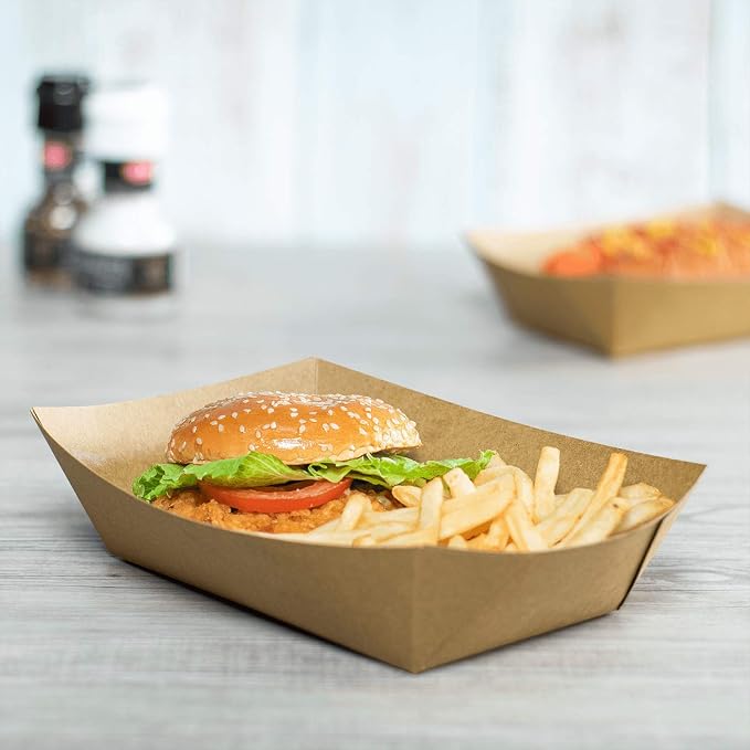 Karat FP-FT500K Kraft Paper Food Serving Tray, 5.0lb Capacity, - Image 7