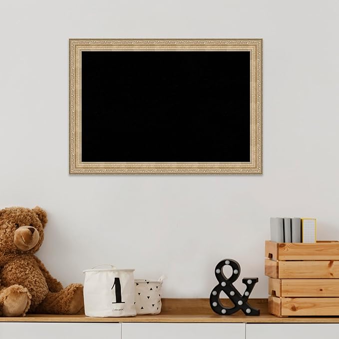 Amanti Art Black Cork Board for Wall, 14x20 Vision Board with Gold Frame, Small Corkboard Office Decor for Home Organization, Traditional Corkboard Pinboard to Display Items for Home Organization in-DeskLoop Office