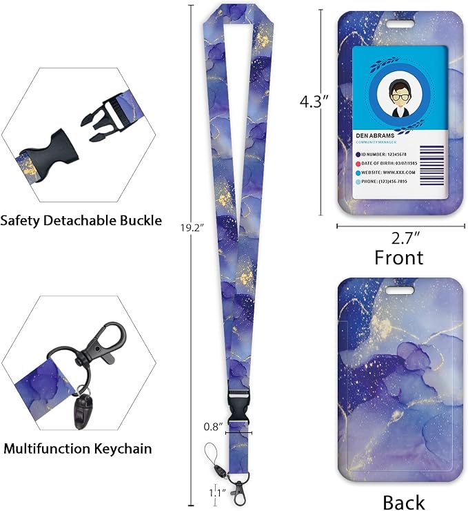 Giancomics Lanyards for Id Badges, Purps Marble ID Badge Holder - Image 4