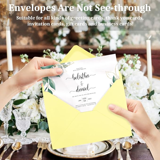 200 Pack A7 Envelopes, Light Yellow Greeting Card Envelopes Self Seal, 5.24 x - Image 5
