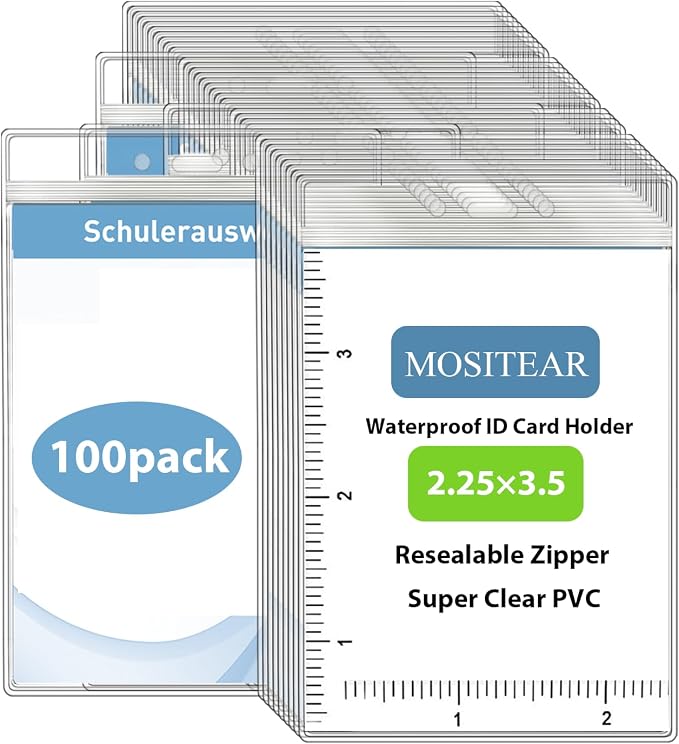 Vertical ID Badge Holders with Soft Edge, Waterproof ID Card Holder, Name Tag by Mositear
