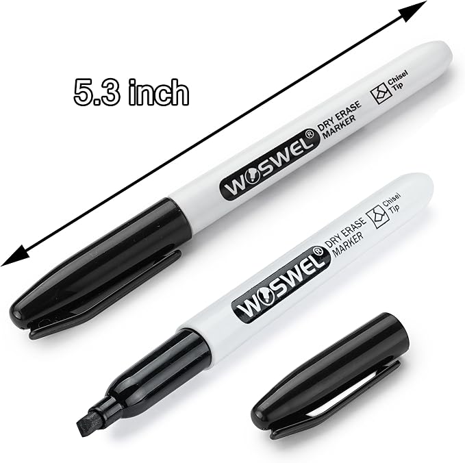 WOSWEL Dry Erase Markers, 24 Pack Black Chisel Tip Whiteboard Markers, Chisel - Image 3