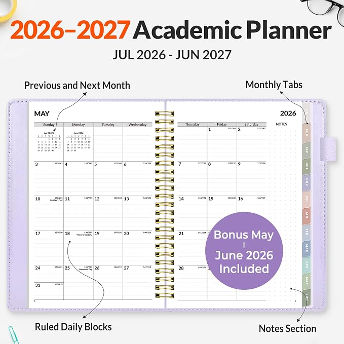SUNEE 2026-2027 Weekly & Monthly Planner 6.4"x8.5" - Image 2