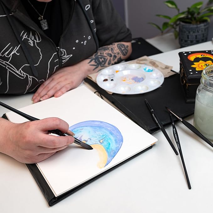 WA Portman Round Acrylic and Watercolor Paint Brushes 4pc Set - 100% Vegan, Cruelty-Free Round Paint Brushes for Acrylic Painting and Watercolor Painting with Triangular Comfort Grip-DeskLoop Office