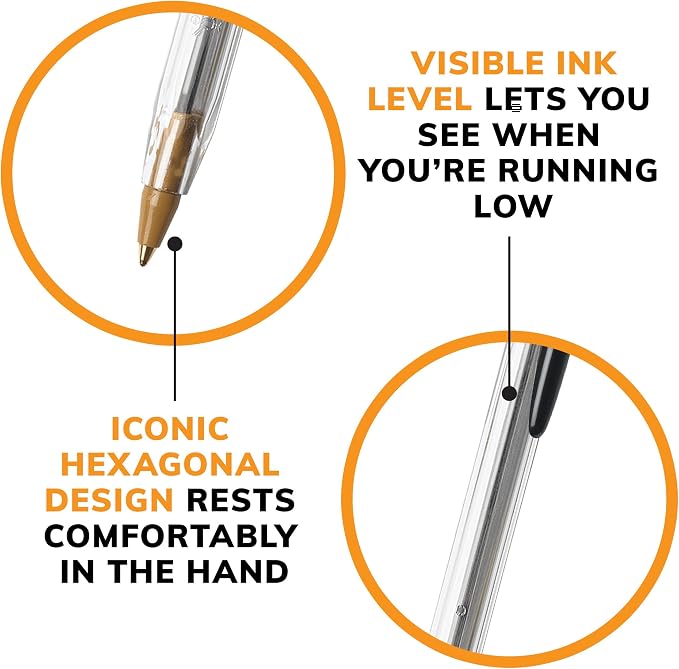 BIC Cristal Xtra Smooth Black Ballpoint Pens, Medium Point, 12-Count Pack - Image 7