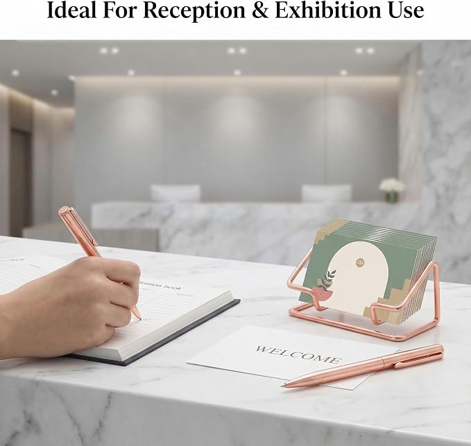2 Pack Minimalist Metal Business Card Holder, Simple Wire Frame Desktop - Image 7