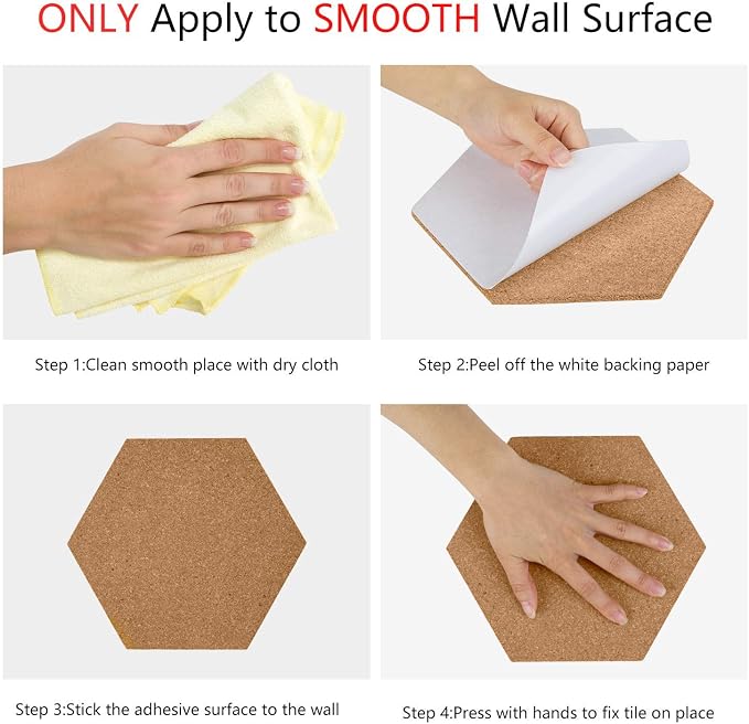 HBlife 10 Pack Self-Adhesive Cork Board Tiles Mini Wall Bulletin Board - Image 4