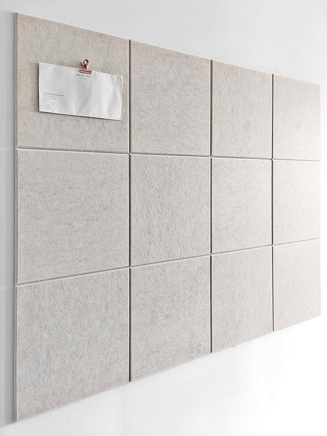 Large Cork Board Alternative - 12-Pack Felt Wall Tiles with Safe Removable Adhesive Tabs, Cork Wall Tiles Bulletin Board Home Office Essentials - Ivory-DeskLoop Office