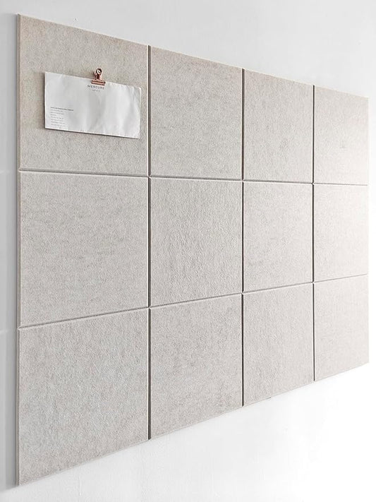 Large Cork Board Alternative - 12-Pack Felt Wall Tiles with Safe Removable Adhesive Tabs, Cork Wall Tiles Bulletin Board Home Office Essentials - Ivory-DeskLoop Office