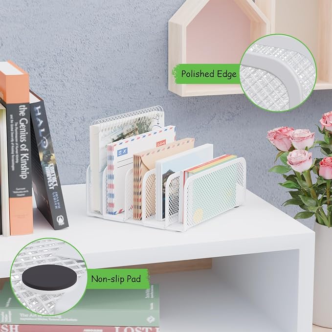 Mail Organizer Countertop, Metal File Holder - Image 3