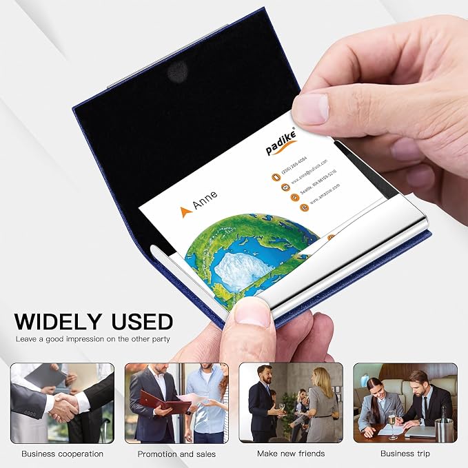 Padike Business Card Holder, Faux Leather, RFID Protected, Stylish Design - Image 4