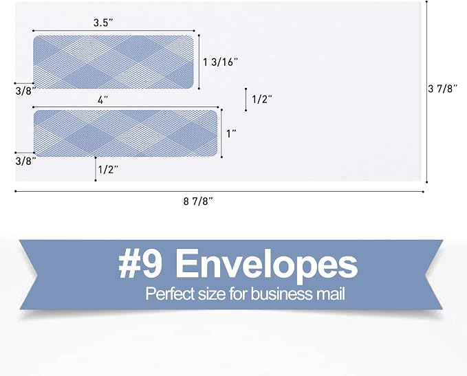 500#9 Double Window Security Envelopes, PANDRI NO.9 Self Seal White Envelopes - Image 2