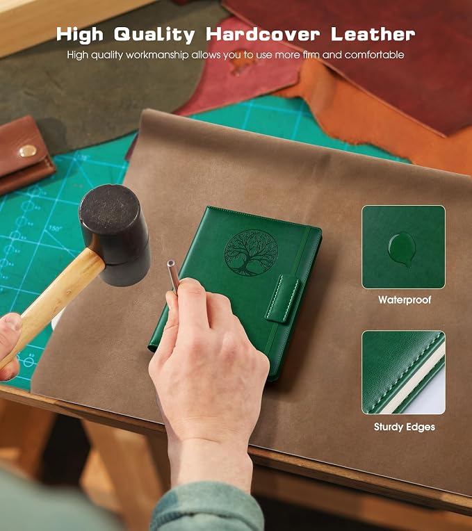 Biuwory A6 Leather Pocket Notebook, 140 Lined Pages Hardcover Small Journal | - Image 3