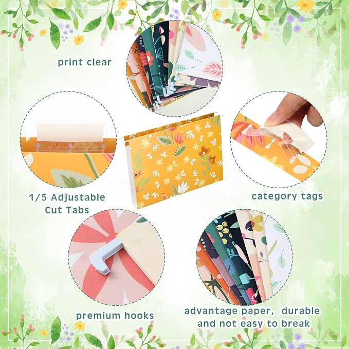 Qeeenar 20 Pcs Decorative Hanging File Folders Letter Size Cute File Folders - Image 3