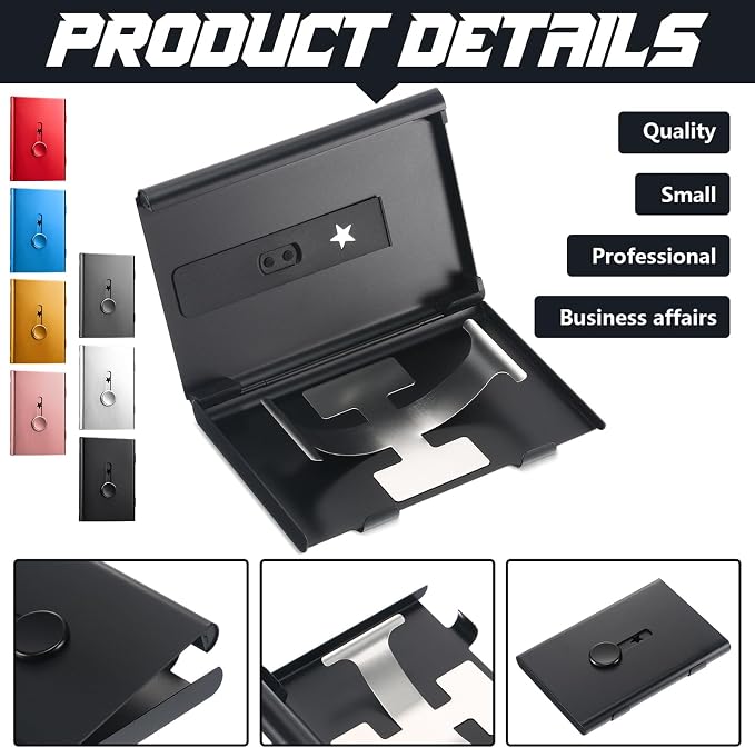Tatuo 7 Pcs Multicolor Thumb Drive Business Card Holder Stainless Steel - Image 3