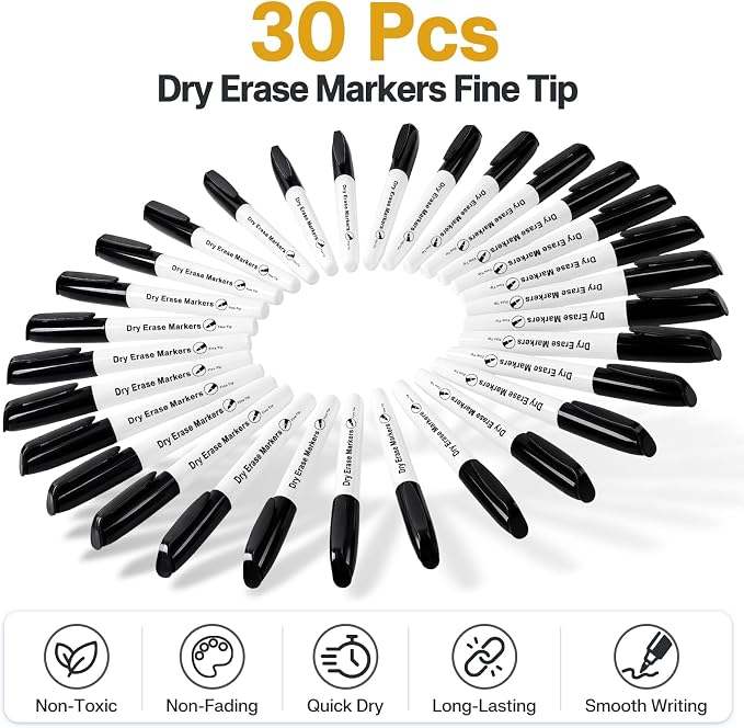 V-Opitos 30 Pack Fine Tip Dry Erase Markers - Image 2