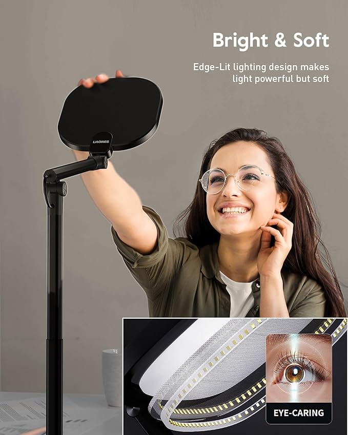 Led Desk Lamps for Home Office with Base, Tall Desk Lamp with 50 Light Modes & Memory and Timer Func Computer Light, Flexible Adjustable Table Lamps for Video Conference, Architect or Study(Black)-DeskLoop Office