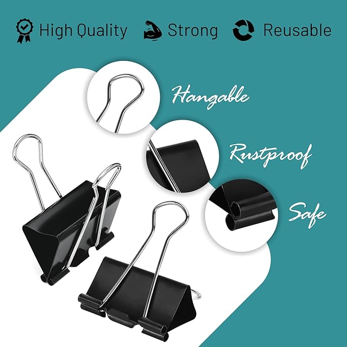 Binder Clips - 48 Pack Large Binder Clips, 2 Inch, File Clip - Image 5
