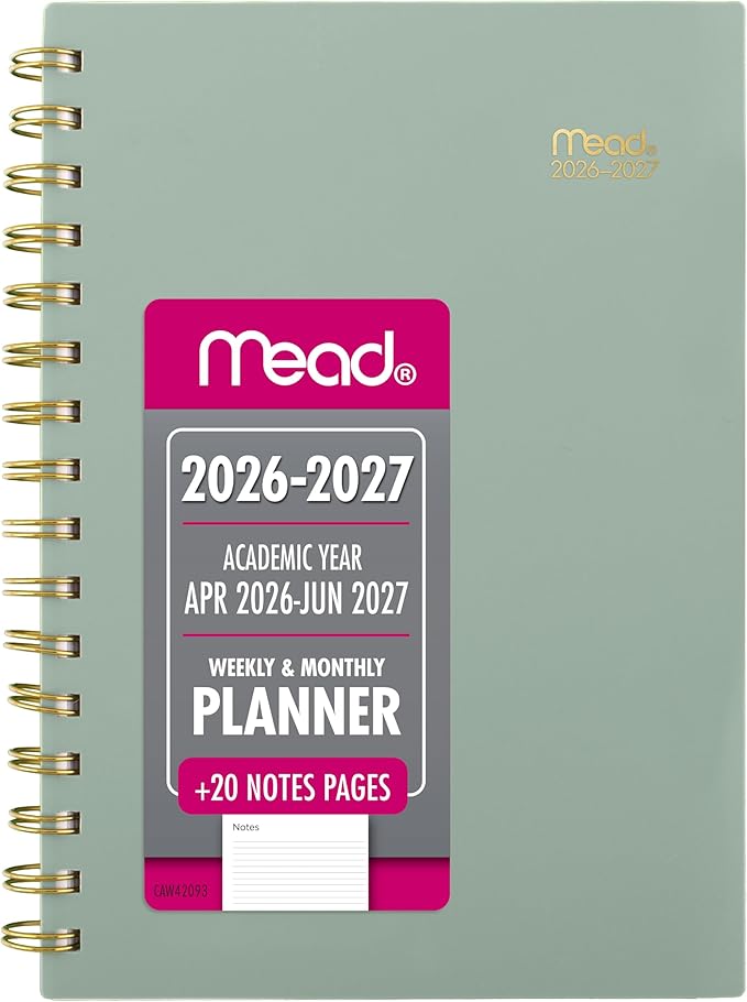 Mead Planner 2026-2027 Weekly & Monthly Academic 15-Month April-June, 5.5" x by Mead