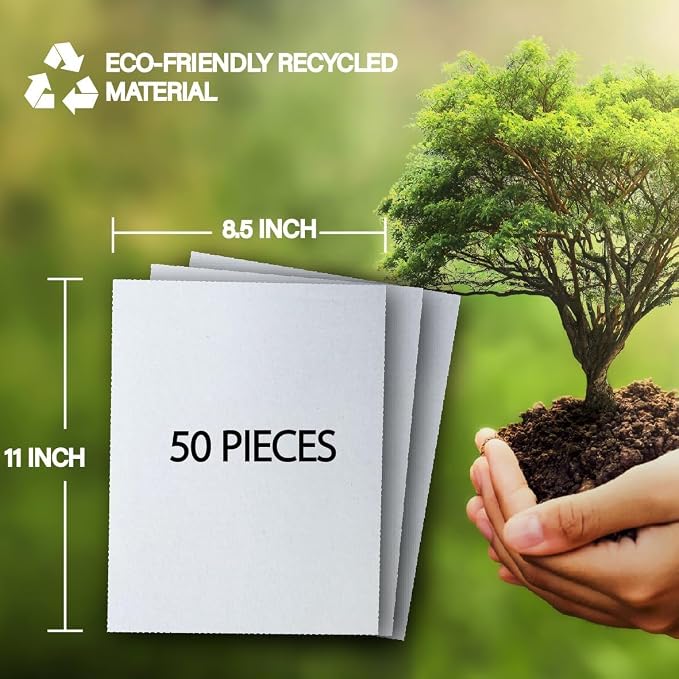 50 Packs 8.5x11 Inch Corrugated Cardboard Sheets, Premium White Corrugated - Image 2