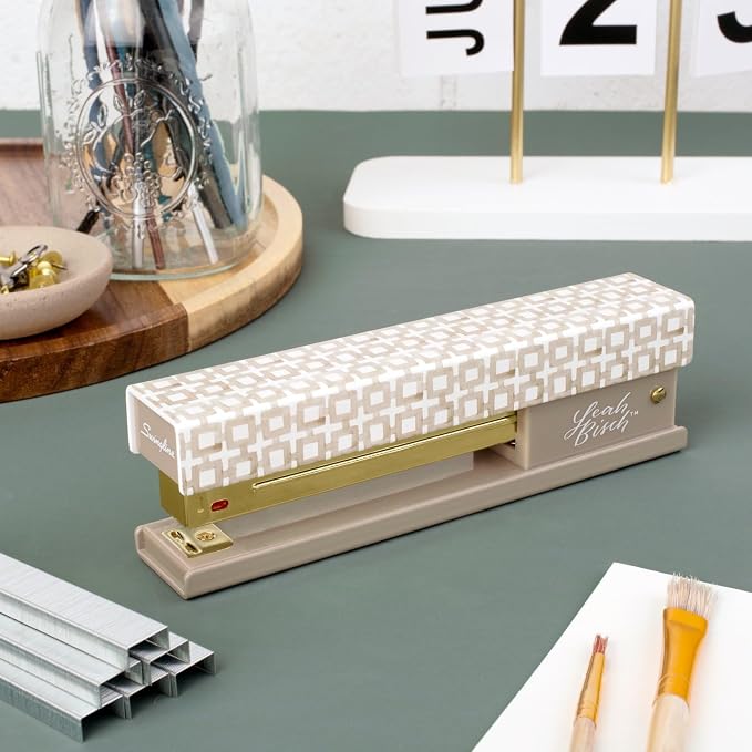 Swingline Stapler by Leah Bisch, 20 Sheet Capacity, Full Strip, Tan Tiles - Image 2