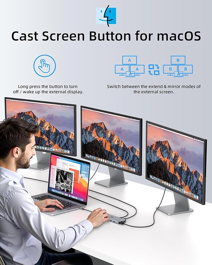 14 in 1 USB C Docking Station - Dual Monitor, Triple Display, 8 USB C/A Ports, Ethernet, Audio - For MacBook, Dell, HP, Lenovo, Surface-DeskLoop Office