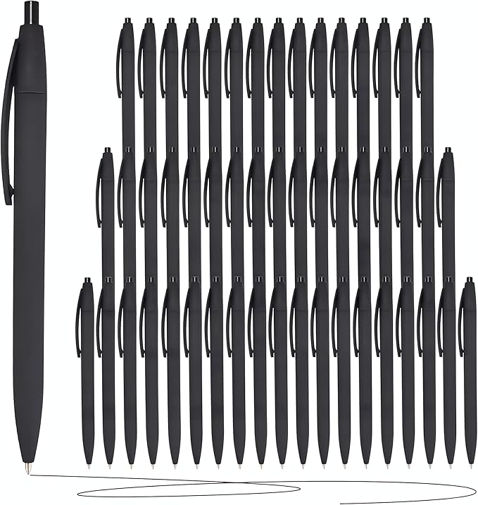 50 Pack Retractable Ballpoint Pens Black Ink, 1.0mm Medium Point Smooth Writing by HZDIYAKE