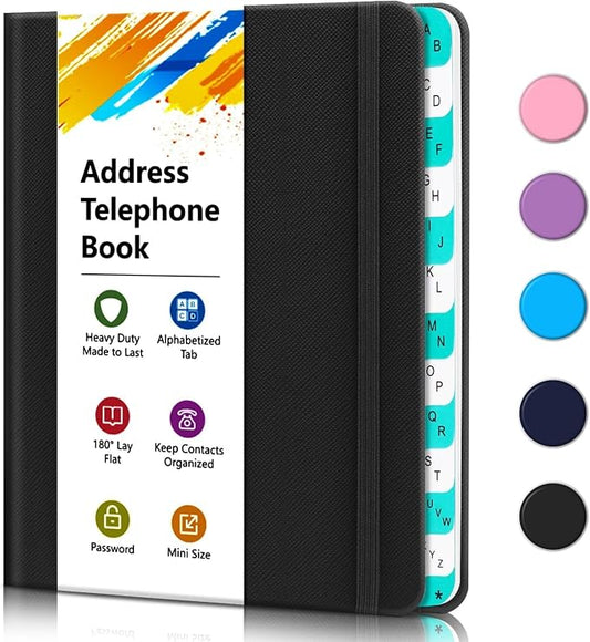 Address Book with Alphabetical Tabs, Portable Address Telephone Book, Hardcover by BLESWIN
