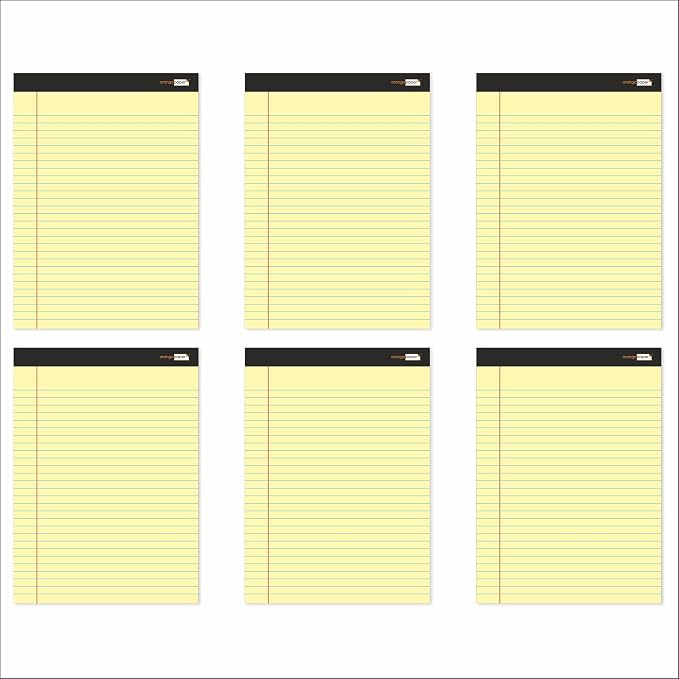 Legal Pads – 8.5” x 11”, Perforated, 50 Sheets per Pad – Pack of 6, Smooth by Unknown