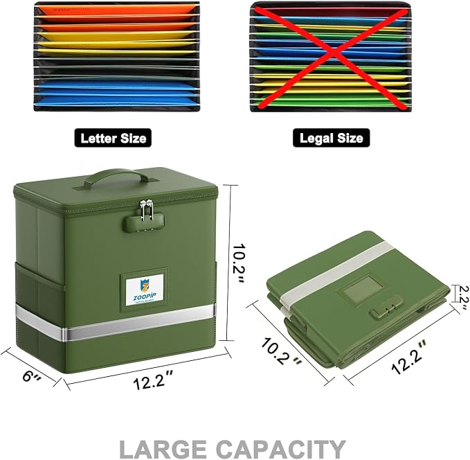 Fireproof File Box with Lock, Document Box Storage Organizer, Suitable - Image 4